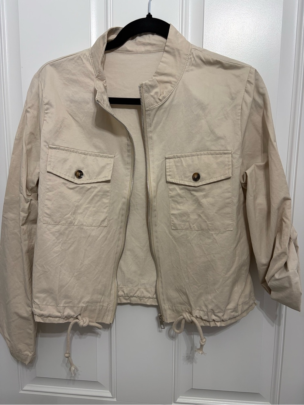 Neutral Drawstring Hem Utility Jacket - Women's.  NWOT